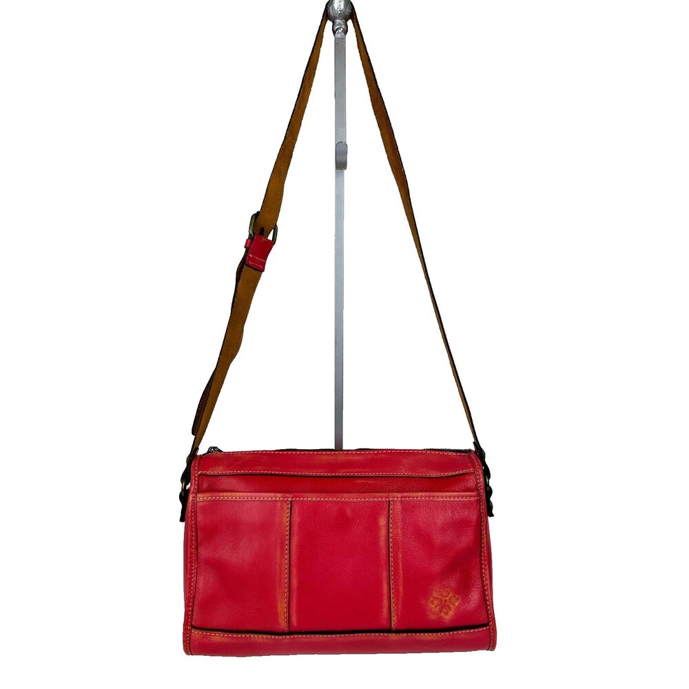 Patricia Nash Red Leather Crossbody Bag Purse Distressed Classic Western Pockets